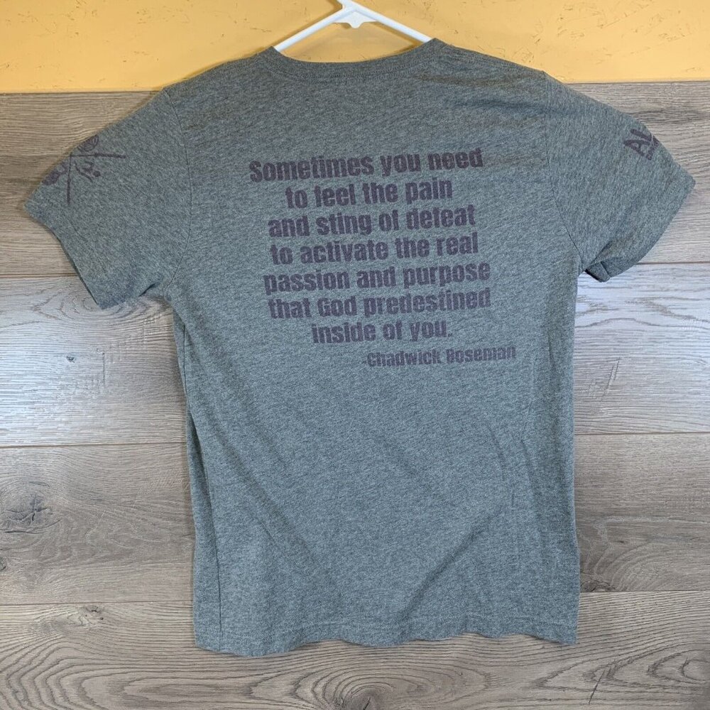 Women’s Grey Tshirt Small  Alamo Community Fitness Chadwick Bozeman Quote - Picture 4 of 8